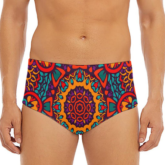 Bohemian Native Mandala Pattern Print Men's Triangle Swim Briefs