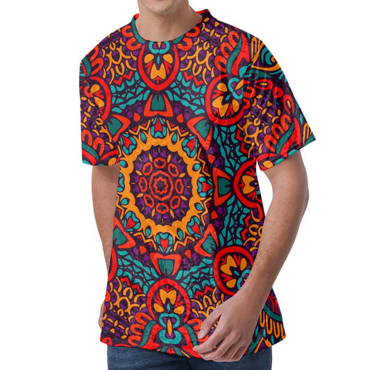 Bohemian Native Mandala Pattern Print Men's Velvet T-Shirt