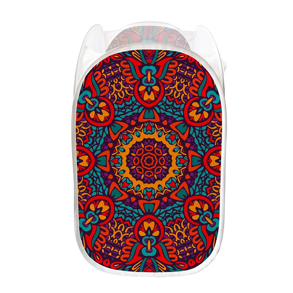 Bohemian Native Mandala Pattern Print Mesh Laundry Hamper