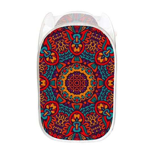 Bohemian Native Mandala Pattern Print Mesh Laundry Hamper