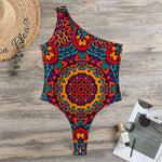 Bohemian Native Mandala Pattern Print One Shoulder Bodysuit
