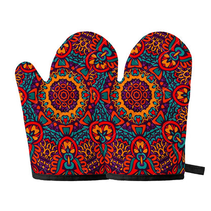 Bohemian Native Mandala Pattern Print Oven Mitts