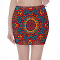 Bohemian Native Mandala Pattern Print Pencil Mini Skirt