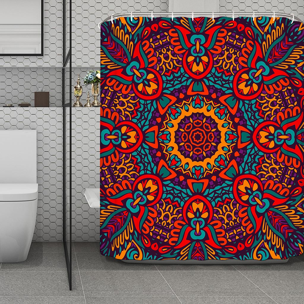 Bohemian Native Mandala Pattern Print Polyester Shower Curtain