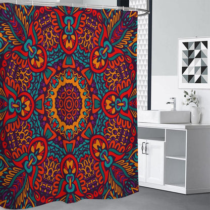 Bohemian Native Mandala Pattern Print Premium Shower Curtain
