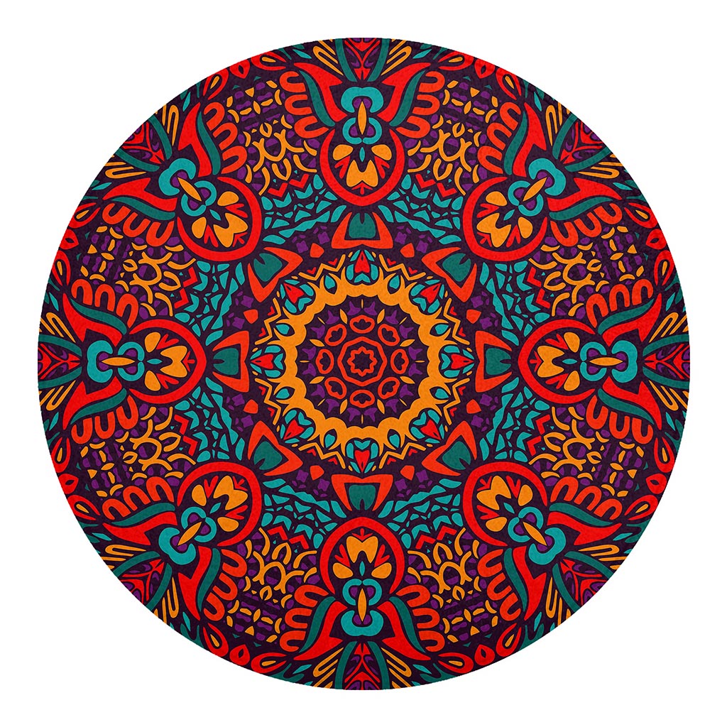 Bohemian Native Mandala Pattern Print Round Blanket