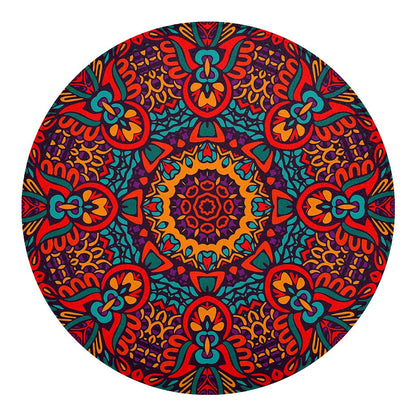 Bohemian Native Mandala Pattern Print Round Blanket