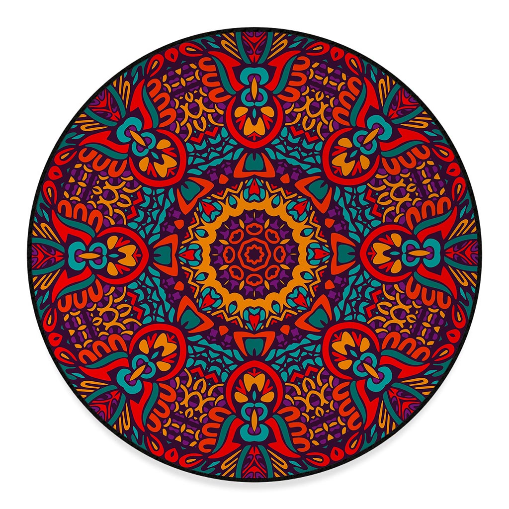 Bohemian Native Mandala Pattern Print Round Floor Mat