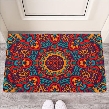 Bohemian Native Mandala Pattern Print Rubber Doormat