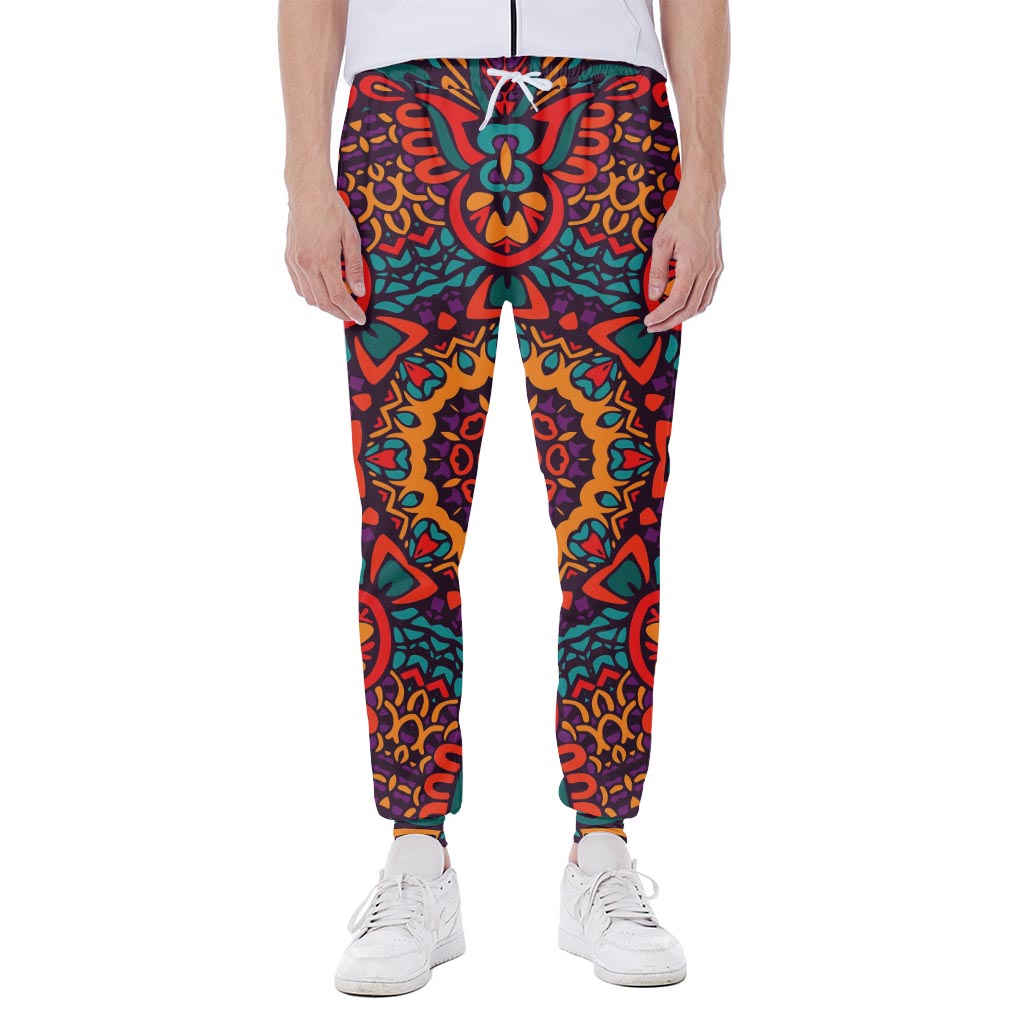Bohemian Native Mandala Pattern Print Scuba Joggers