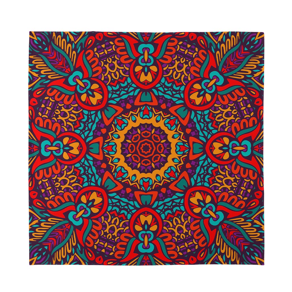 Bohemian Native Mandala Pattern Print Silk Bandana