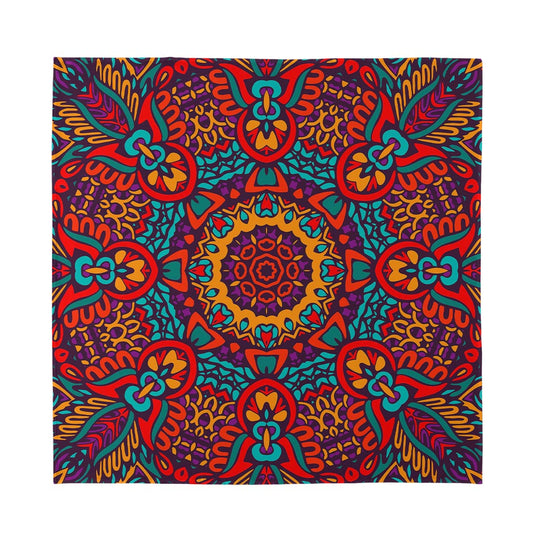 Bohemian Native Mandala Pattern Print Silk Bandana