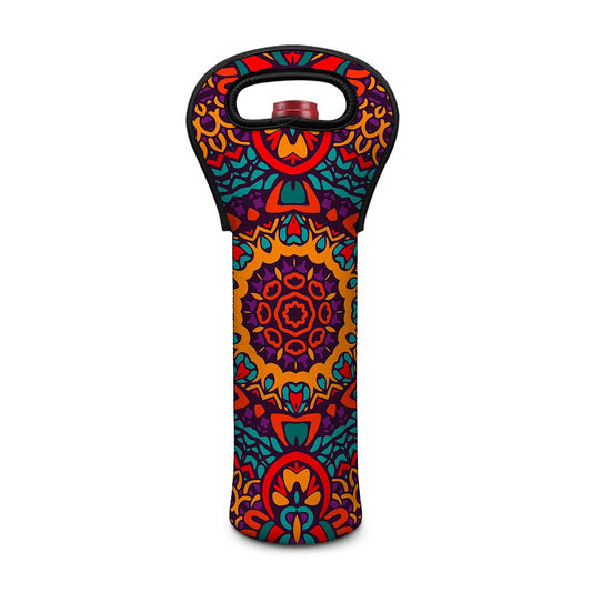 Bohemian Native Mandala Pattern Print Single Neoprene Wine Tote