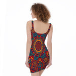 Bohemian Native Mandala Pattern Print Sleeveless Bodycon Dress