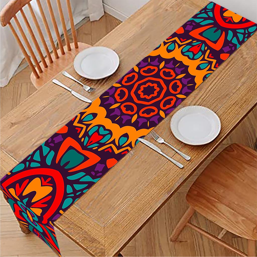 Bohemian Native Mandala Pattern Print Table Runner