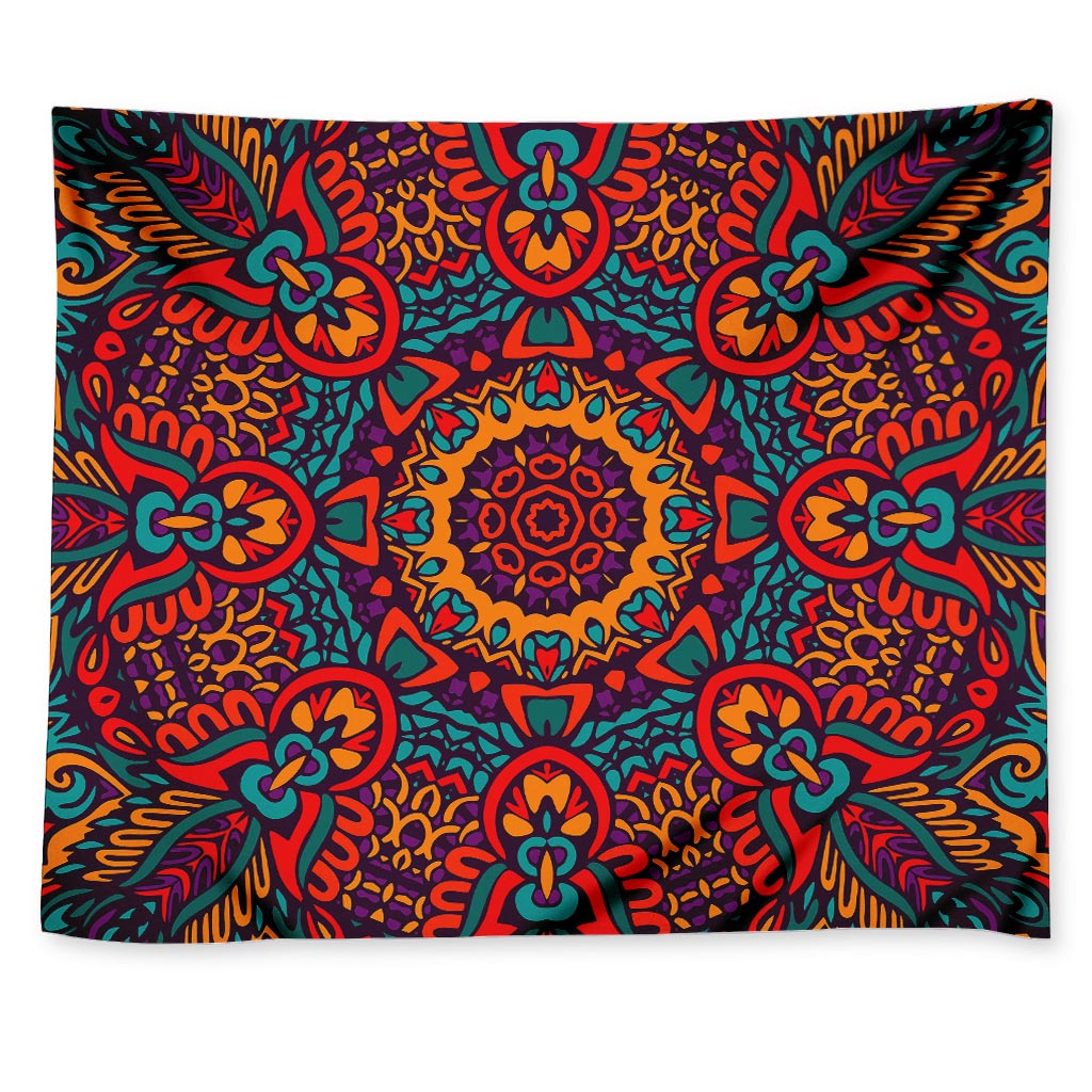 Bohemian Native Mandala Pattern Print Tapestry