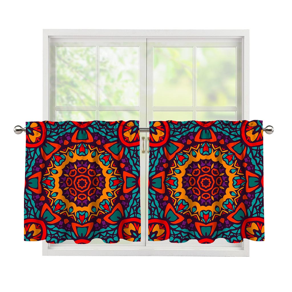 Bohemian Native Mandala Pattern Print Tier Curtains