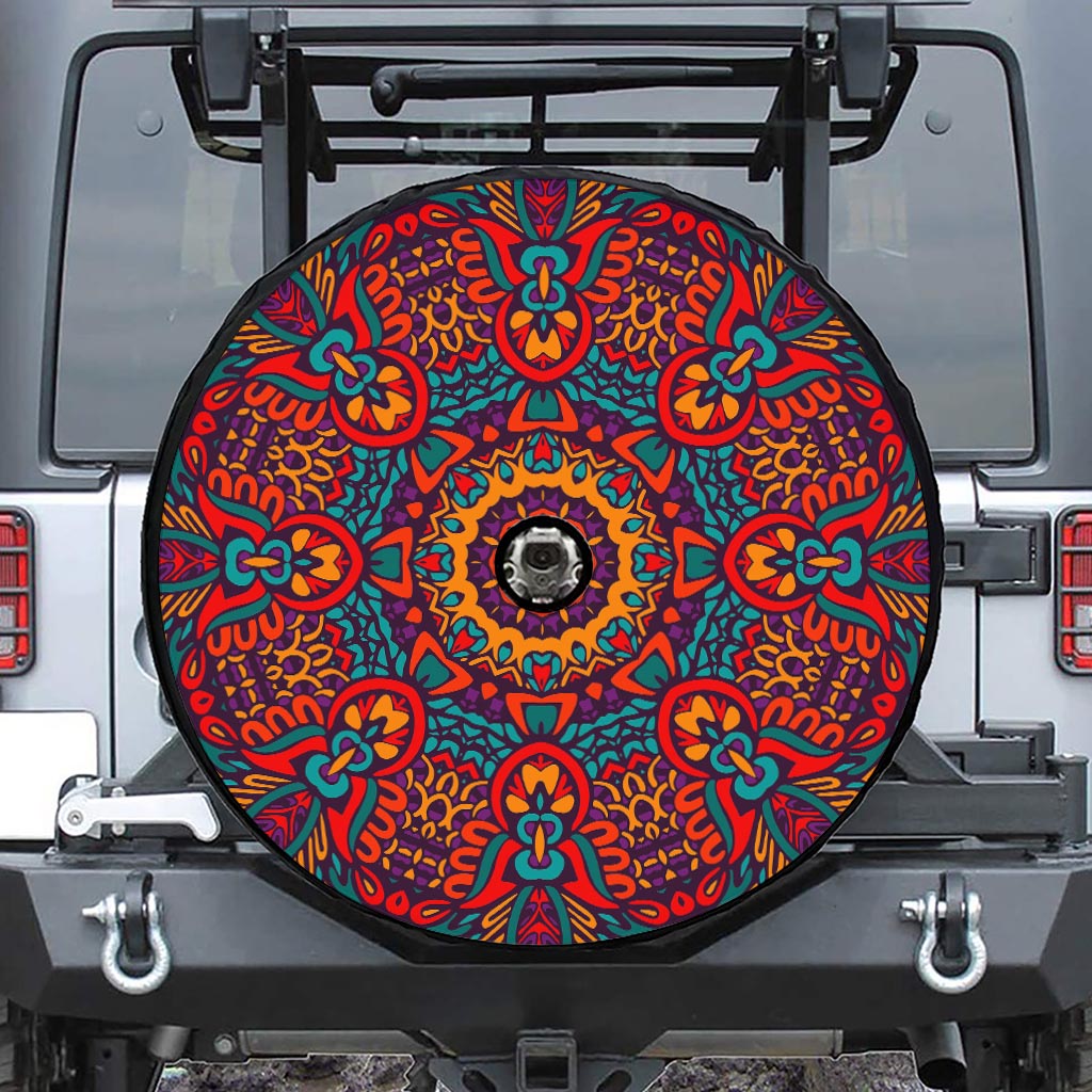 Bohemian Native Mandala Pattern Print Tire Cover With Camera Hole
