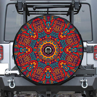 Bohemian Native Mandala Pattern Print Tire Cover With Camera Hole