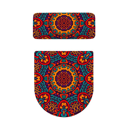 Bohemian Native Mandala Pattern Print Toilet Lid And Tank Cover Set