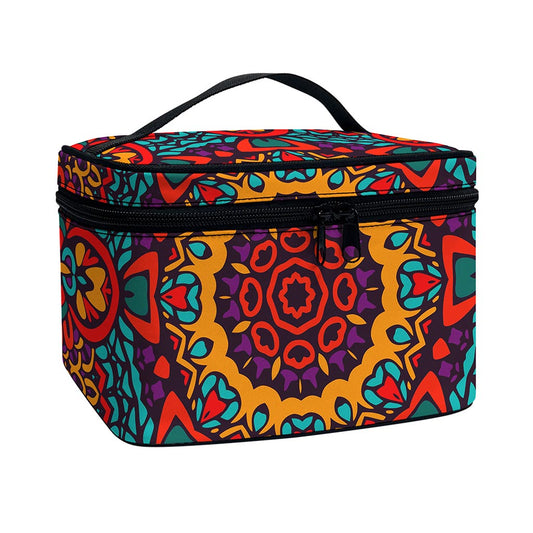 Bohemian Native Mandala Pattern Print Travel Makeup Bag
