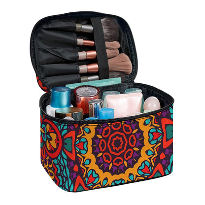 Bohemian Native Mandala Pattern Print Travel Makeup Bag