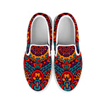 Bohemian Native Mandala Pattern Print White Slip On Sneakers