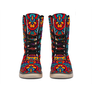 Bohemian Native Mandala Pattern Print Winter Boots