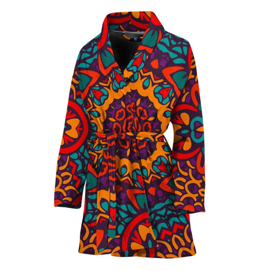Bohemian Native Mandala Pattern Print Women's Bathrobe