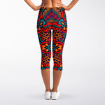 Bohemian Native Mandala Pattern Print Women's Capri Leggings