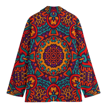 Bohemian Native Mandala Pattern Print Women's Cotton Blazer