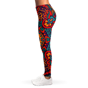 Bohemian Native Mandala Pattern Print Women's Leggings