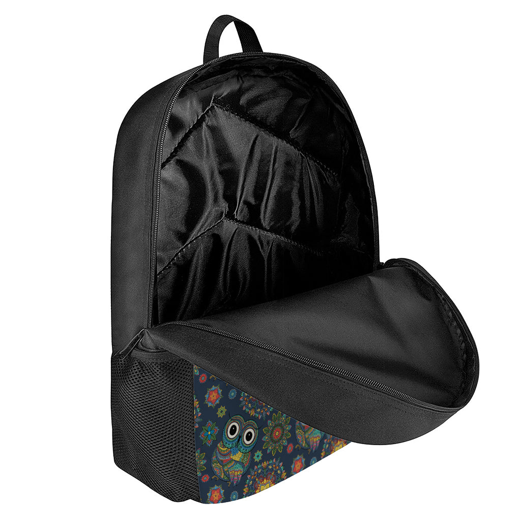 Bohemian Owl Pattern Print 17 Inch Backpack