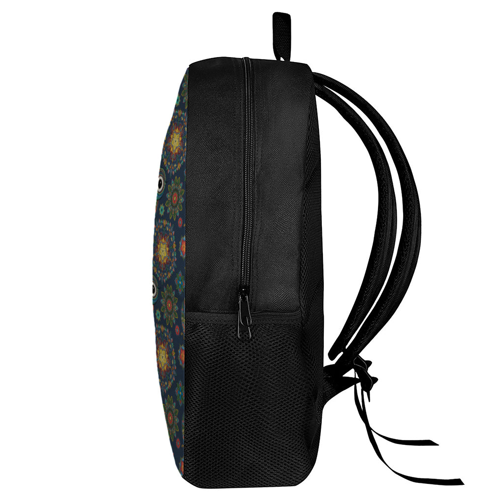 Bohemian Owl Pattern Print 17 Inch Backpack