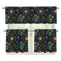 Bohemian Owl Pattern Print 3 Piece Kitchen Curtains