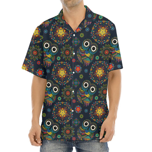 Bohemian Owl Pattern Print Aloha Shirt