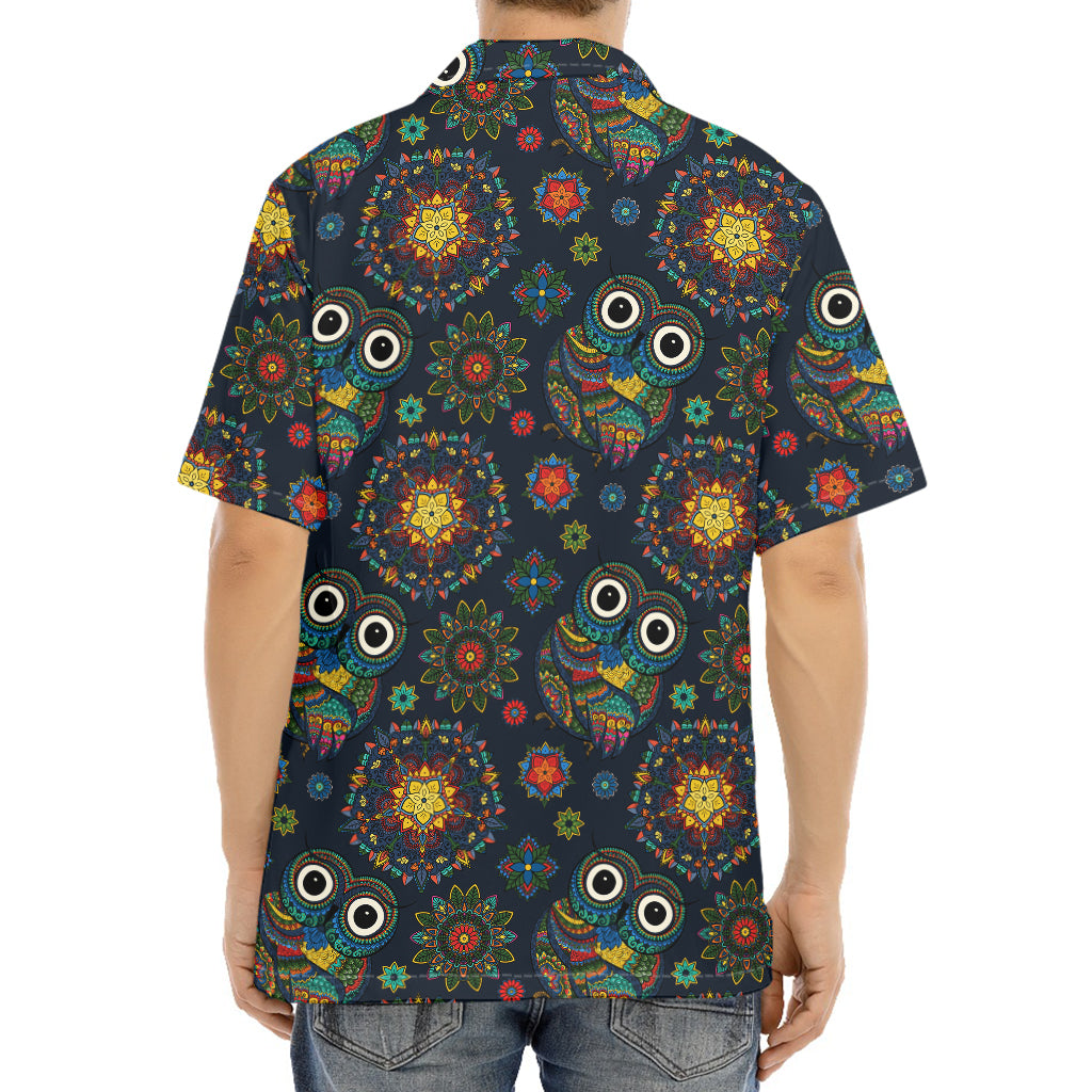 Bohemian Owl Pattern Print Aloha Shirt