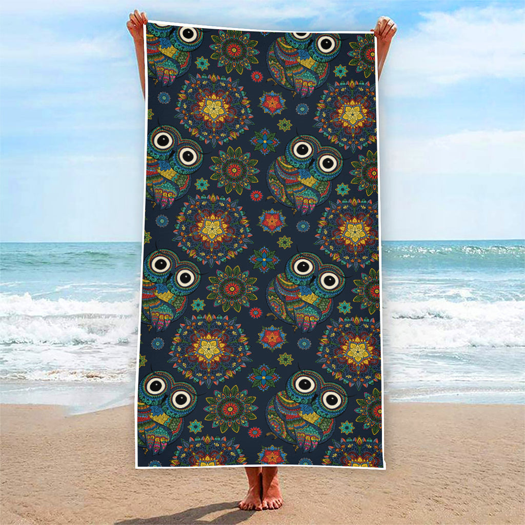 Bohemian Owl Pattern Print Beach Towel