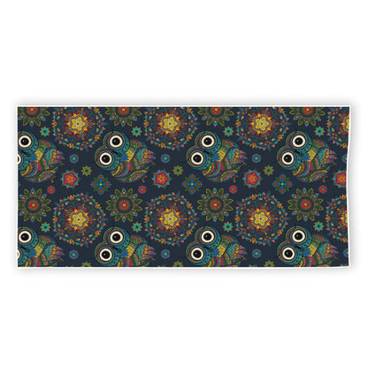 Bohemian Owl Pattern Print Beach Towel