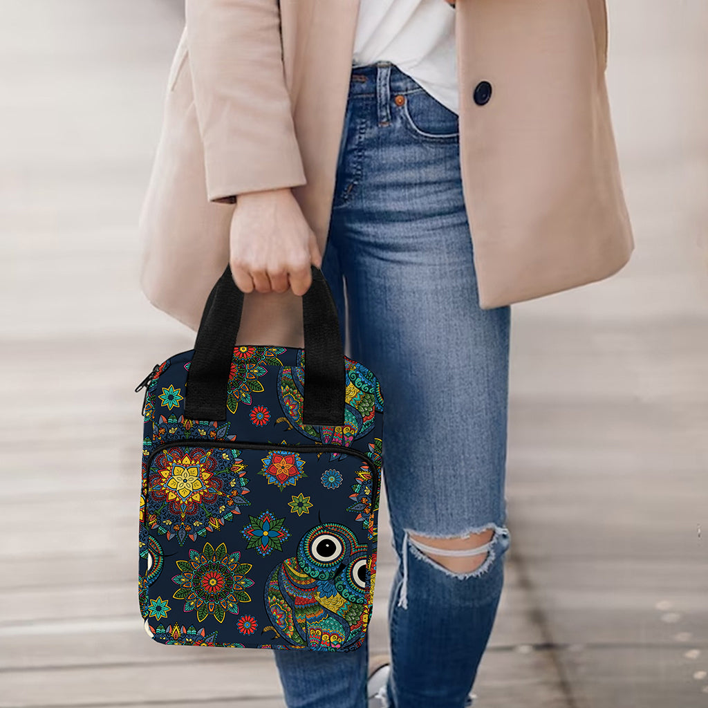 Bohemian Owl Pattern Print Bible Tote Bag