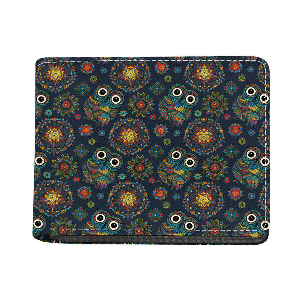 Bohemian Owl Pattern Print Bifold Wallet