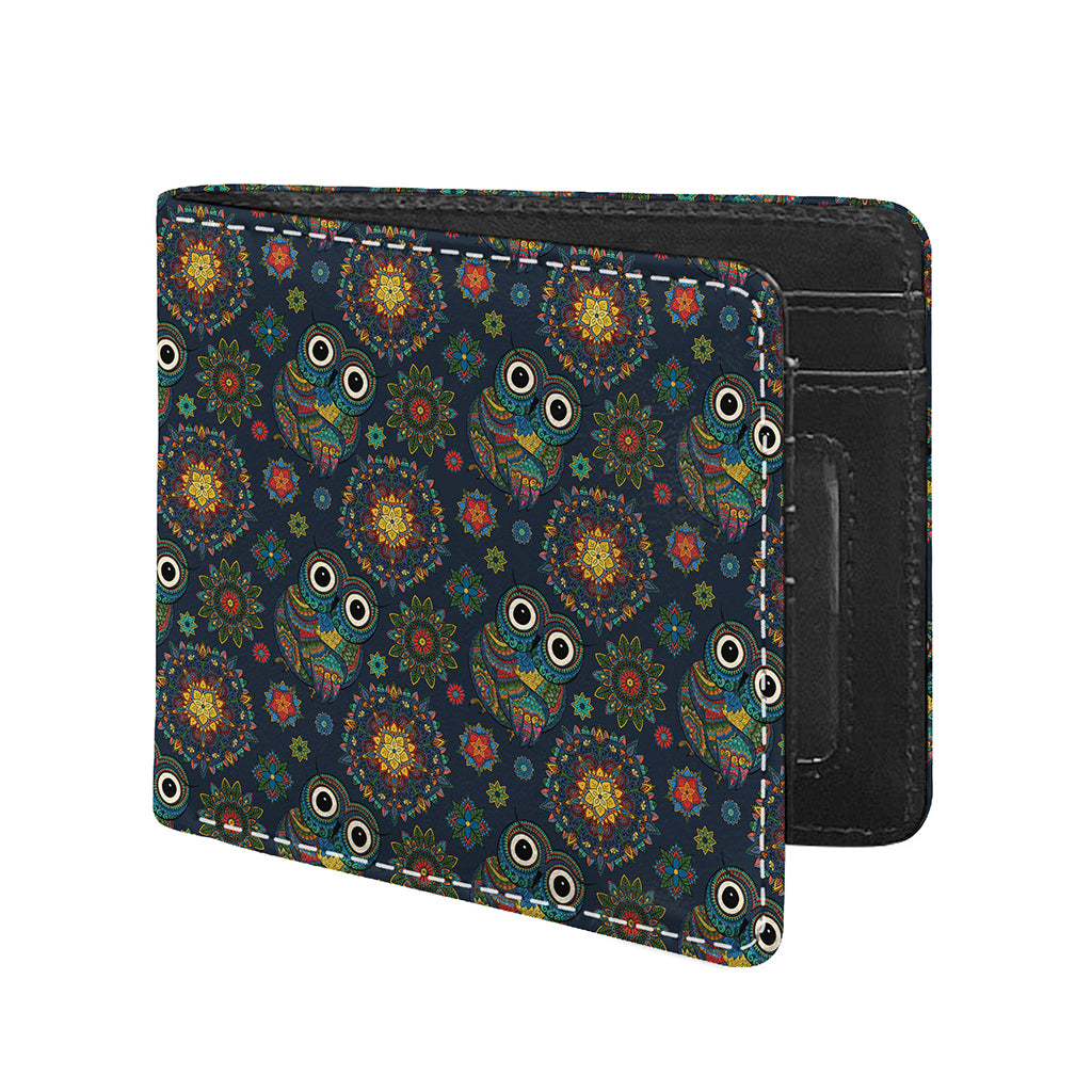 Bohemian Owl Pattern Print Bifold Wallet