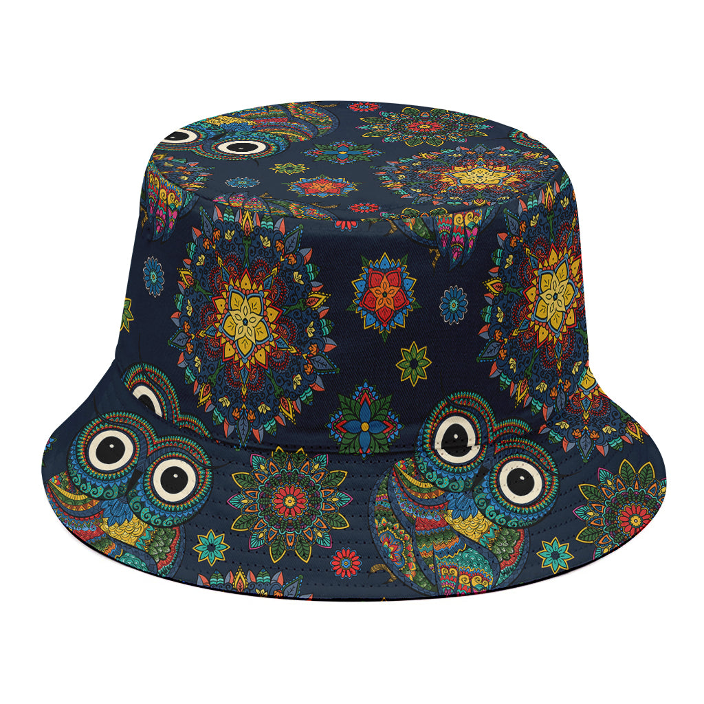 Bohemian Owl Pattern Print Bucket Hat
