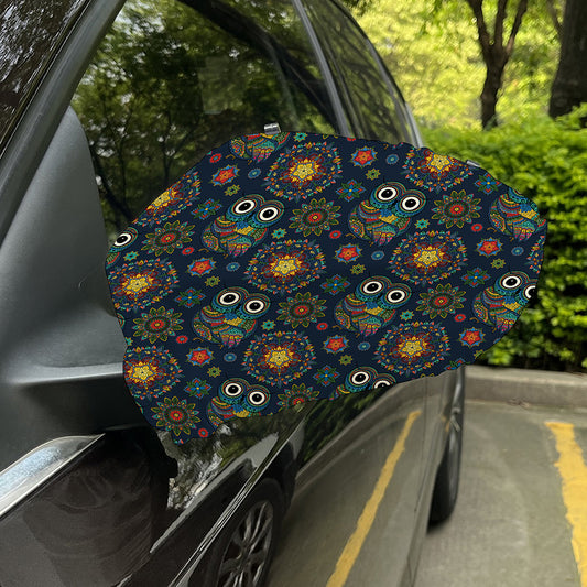 Bohemian Owl Pattern Print Car Side Mirror Covers