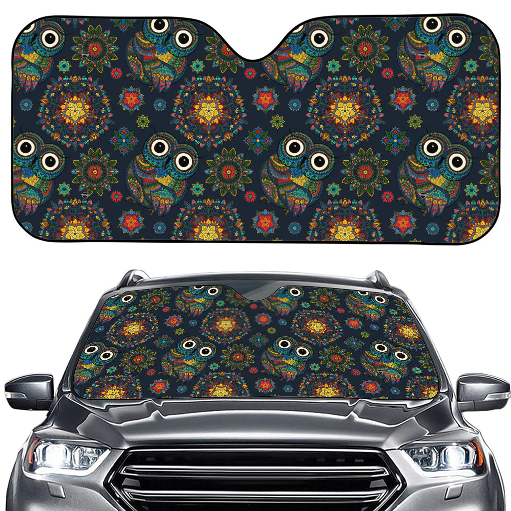 Bohemian Owl Pattern Print Car Windshield Sun Shade