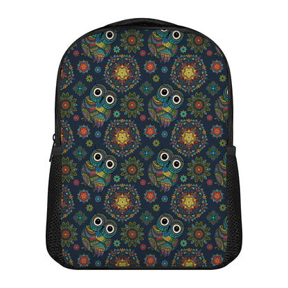 Bohemian Owl Pattern Print Casual Backpack