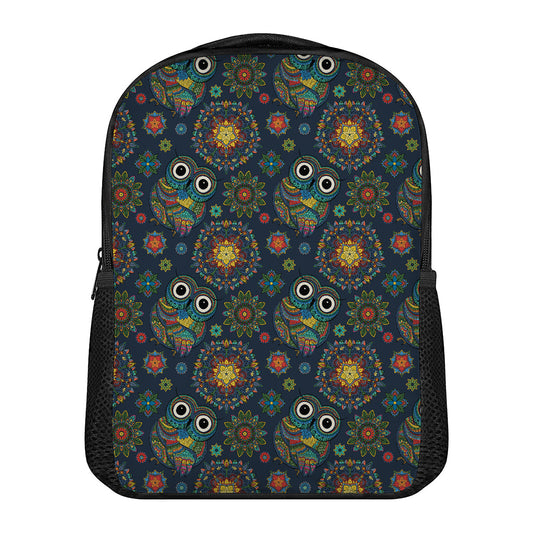 Bohemian Owl Pattern Print Casual Backpack