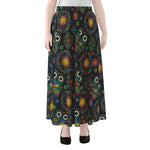 Bohemian Owl Pattern Print Chiffon Maxi Skirt