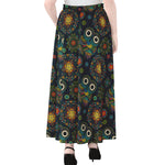 Bohemian Owl Pattern Print Chiffon Maxi Skirt