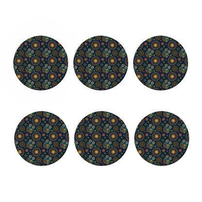 Bohemian Owl Pattern Print Coaster Set